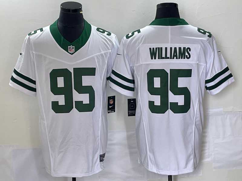 Men%27s New York Jets #95 Quinnen Williams White 2023 FUSE Vapor Limited Throwback Stitched Jersey->new york jets->NFL Jersey